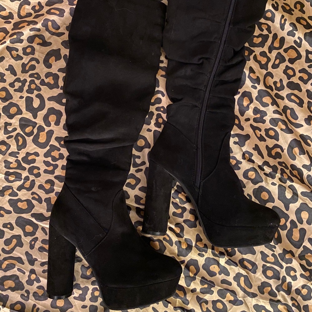 Suede Knee High Platform Boots